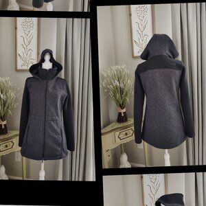 The North Face Grey & Black Fleece Jacket  - Attached Hood - Small